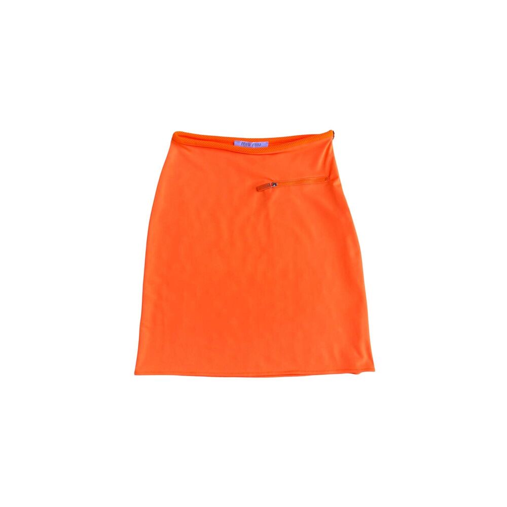 FW 1999 Miu Miu bright orange tech skirt size small